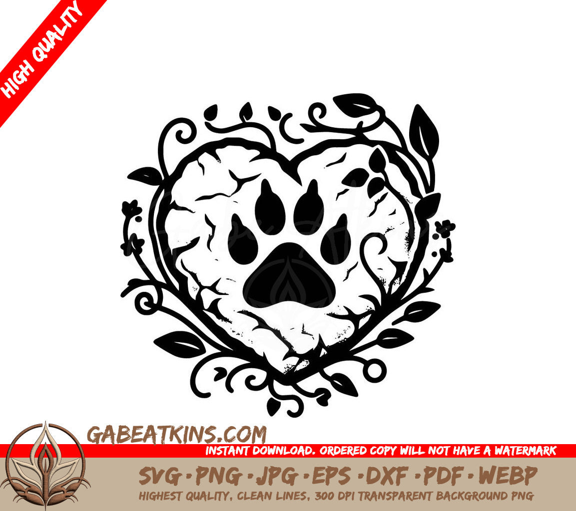 A Paw Print In The Shape Of A Heart SVG - Paw Print Heart SVG