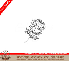 Peony Elegance SVG Cut File Design Download 
