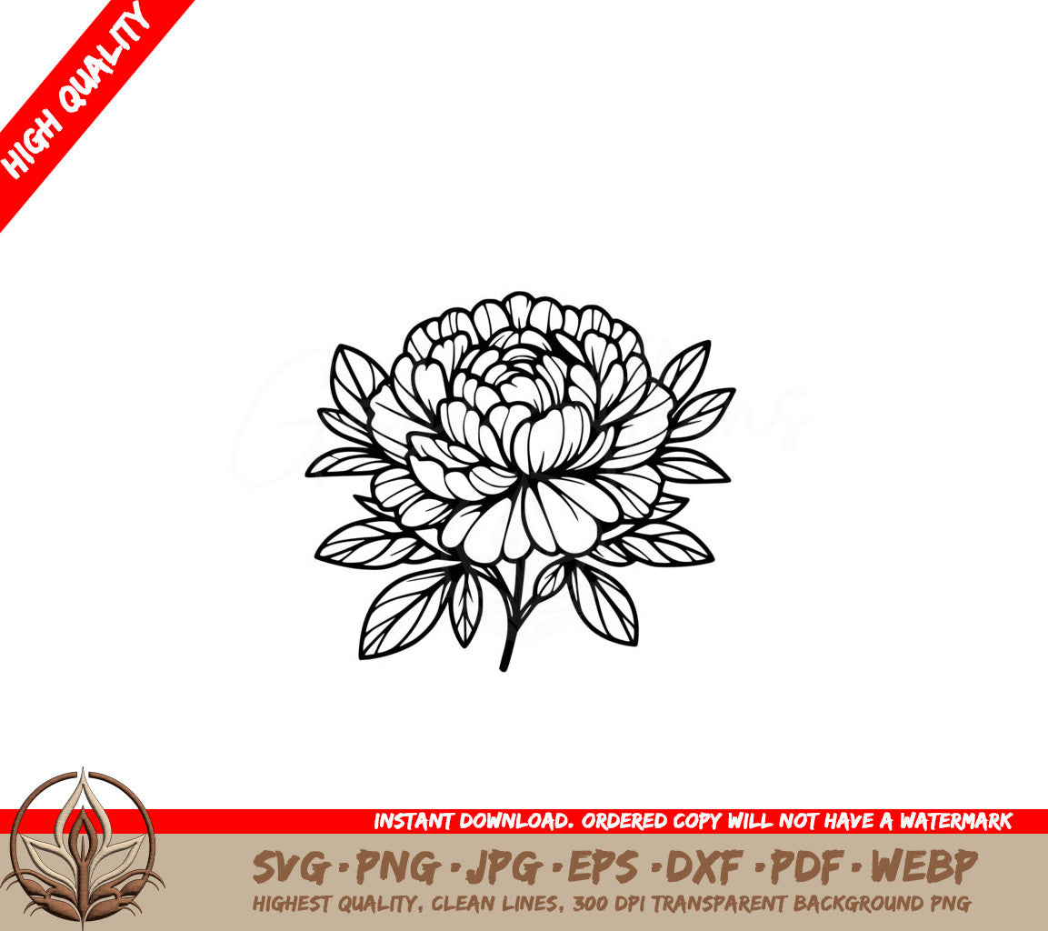 Peony Perfection SVG Cut File Design Download 

