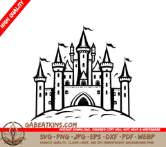  Castle with Flags Flying SVG - Mini Truck Vector Graphic SVG