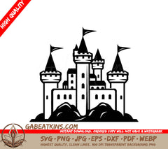  Castle with Flags SVG - Mini Truck Emblem Design SVG
