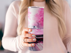 Pink Vintage Car Forest Watercolor Tumbler Wrap | 20oz Tumbler Wrap Sublimation Design PNG - Gabe Atkins Designs