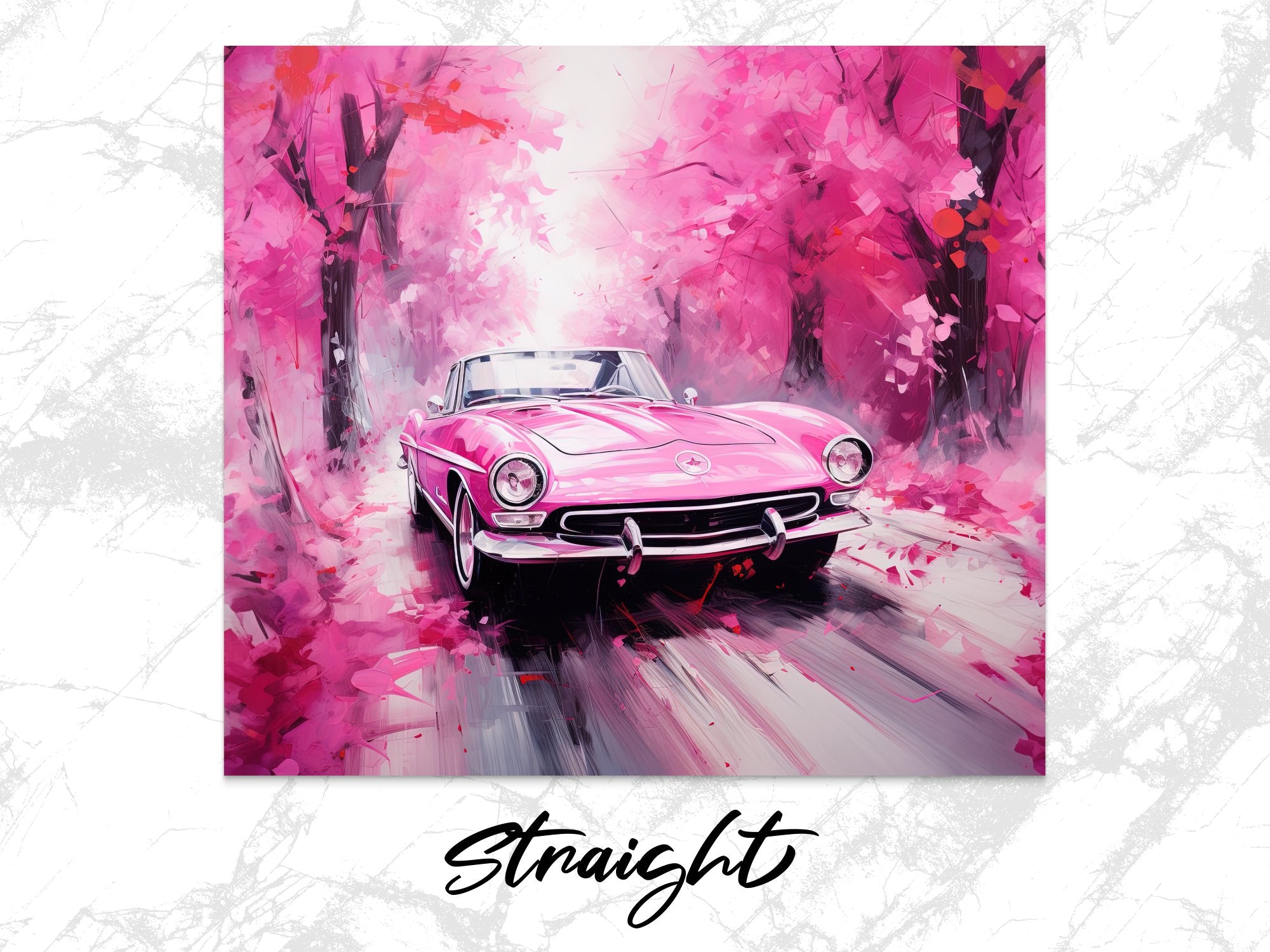 Pink Vintage Car Forest Watercolor Tumbler Wrap | 20oz Tumbler Wrap Sublimation Design PNG - Gabe Atkins Designs