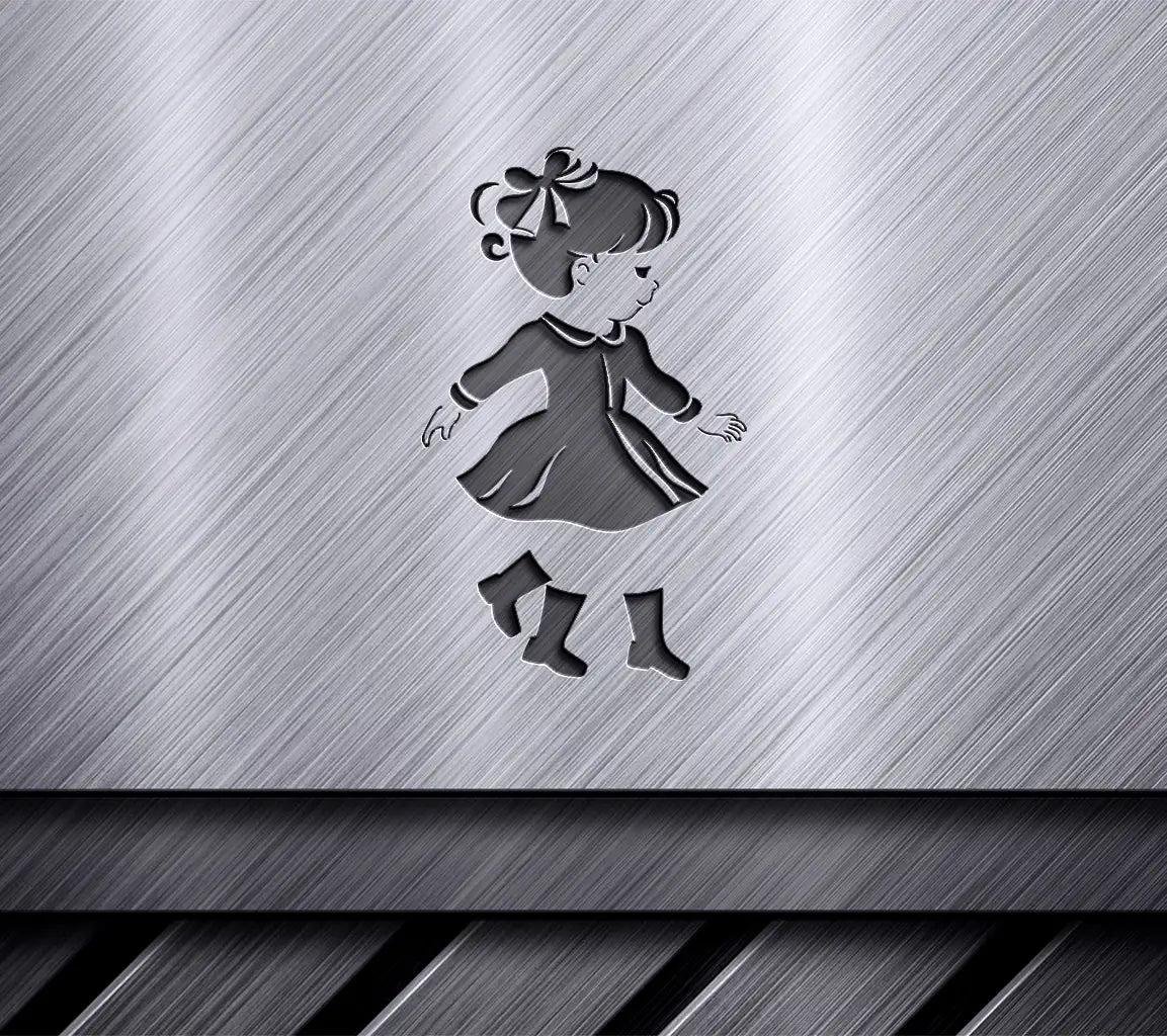 Playful Prancers Little Girl Dress SVG -  Drawing SVG