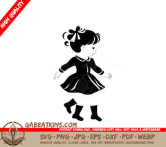 Playful Prancers Little Girl Dress SVG -  Drawing SVG