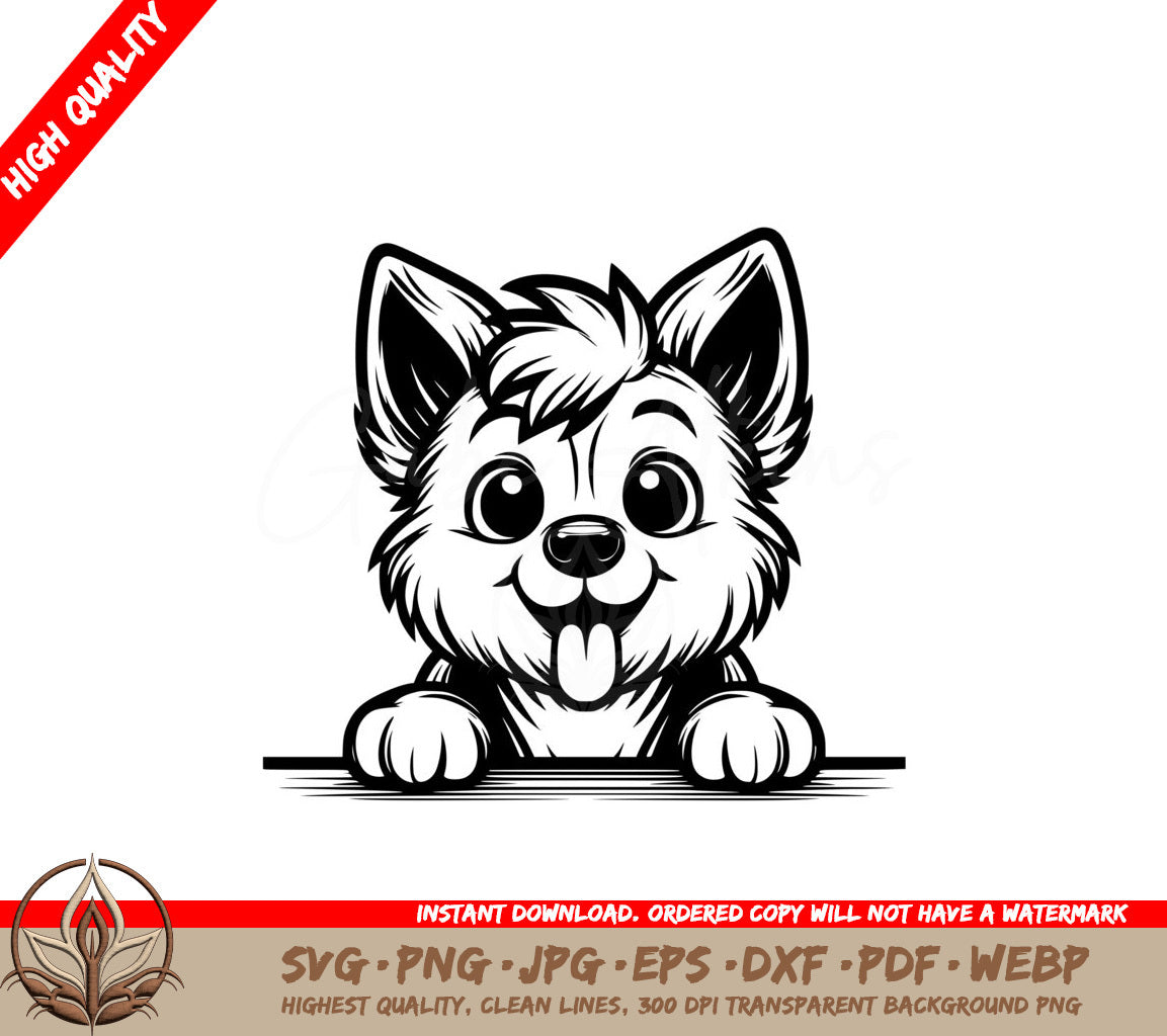 Playful German Shepherd Peeking SVG 
