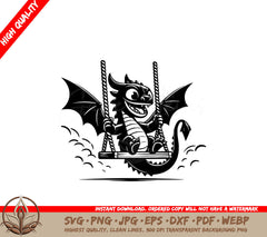 Playful Swinging Dragon SVG Cut File  
