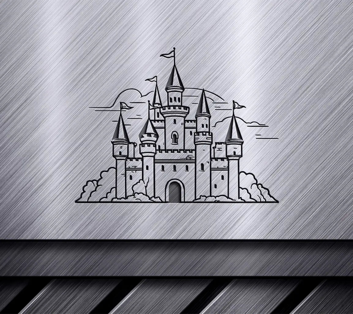  Castle with Flag SVG - Mini Truck Vector Design SVG