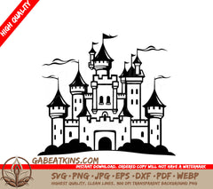  Castle with Flags Flying SVG - Mini Truck Vector Design SVG