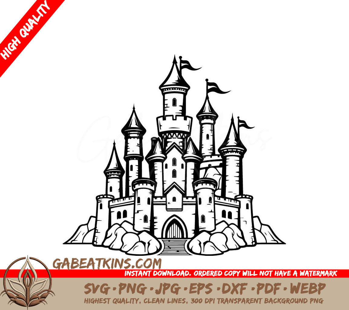  Castle Mini Truck SVG Design - Tiny Transporter Vector Emblem SVG