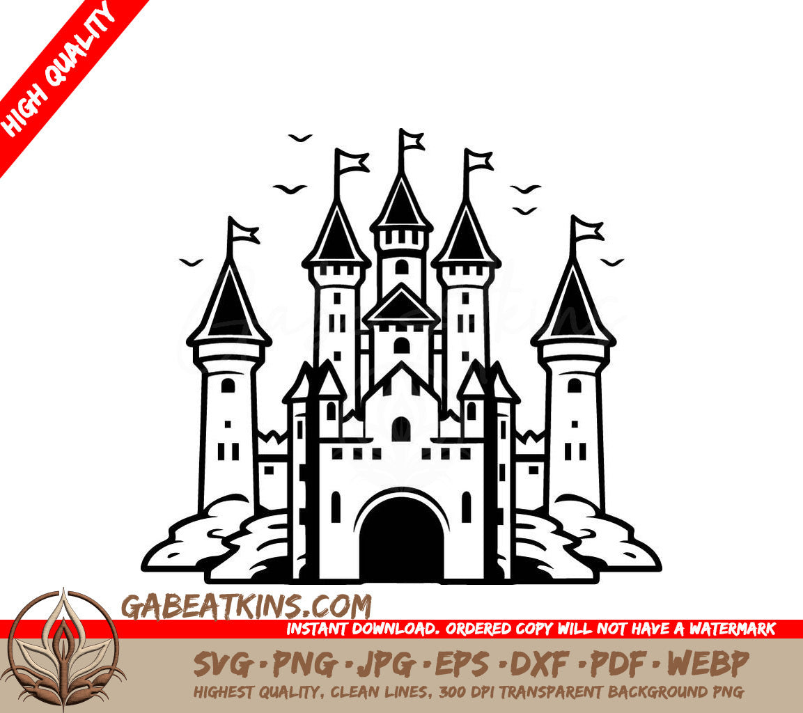  Castle with Birds SVG - Mini Truck Emblem Vector Design SVG