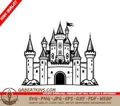  Castle with Flag SVG - Mini Truck Efficiency Vector Graphic SVG
