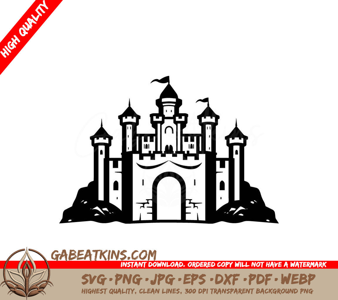 Castle with Flag SVG - Tiny Titan Mini Truck Vector Icon SVG