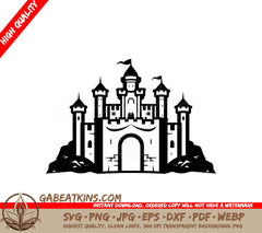  Castle with Flag SVG - Tiny Titan Mini Truck Vector Icon SVG