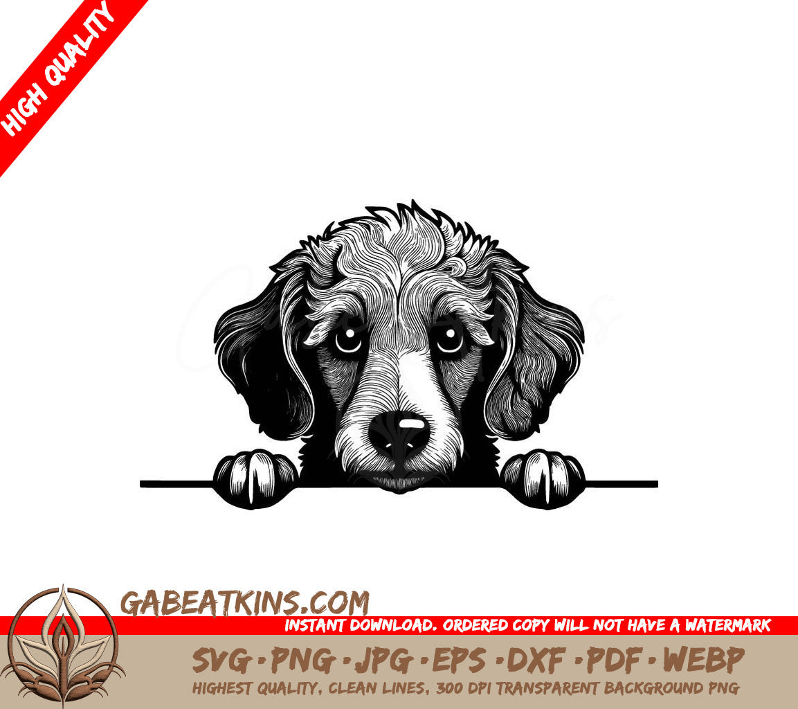 Dachshund & Poodle Peeking Wall SVG -  Dog Illustration SVG