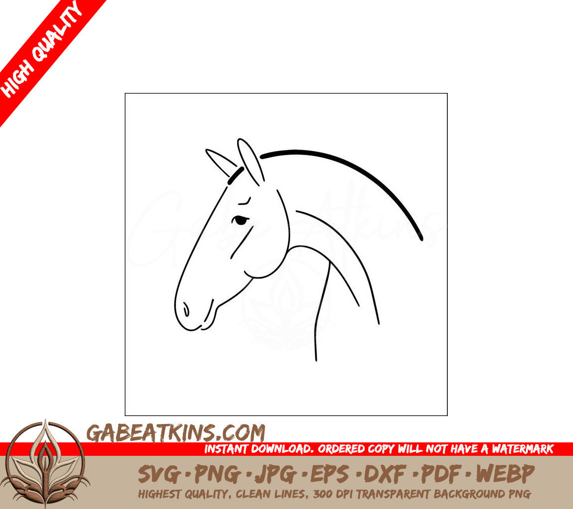  A Horses Head SVG - Portrait of a horse in linear style SVG