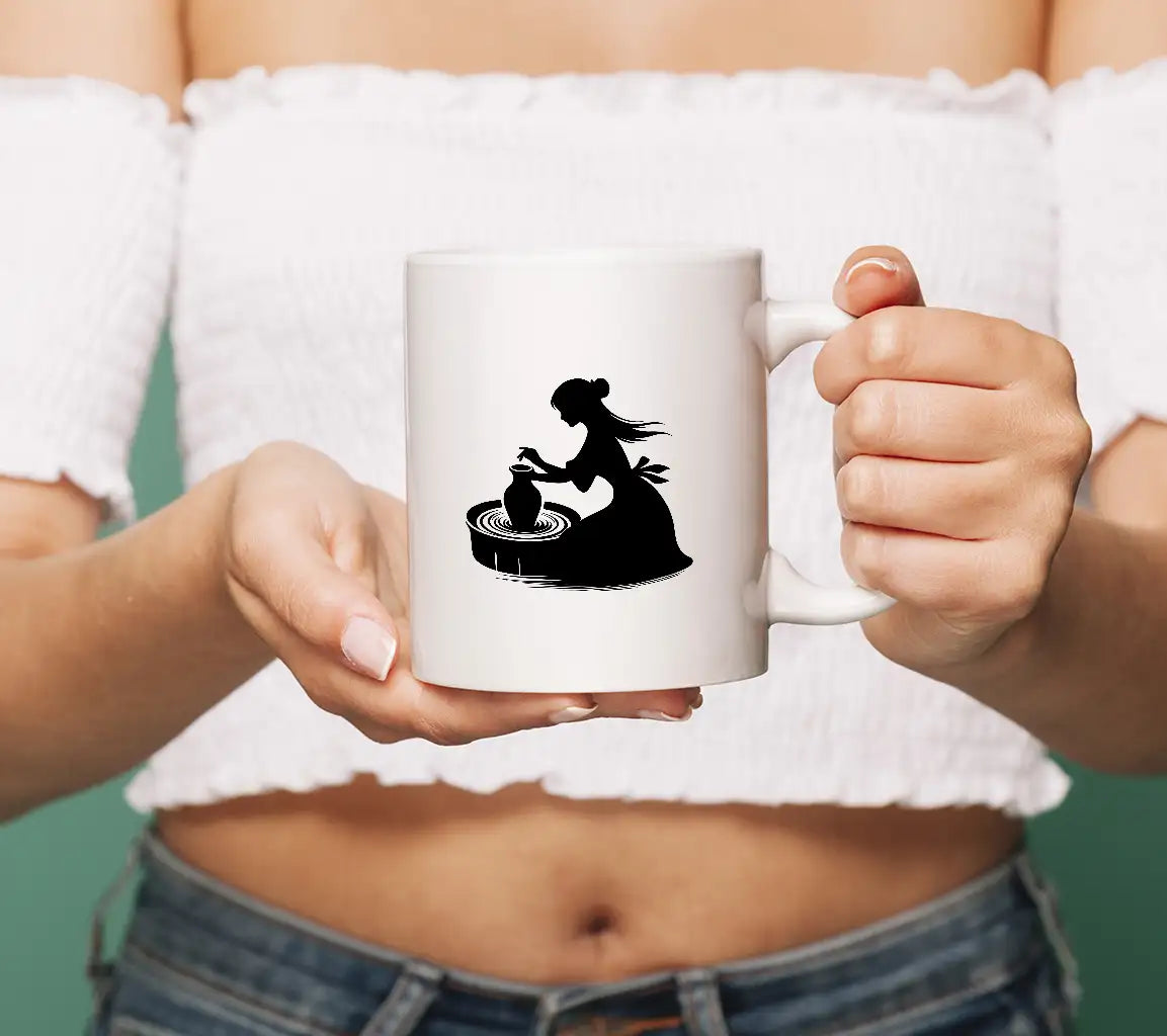 Pottery Wheel Silhouette SVG Woman Making a Vase SVG