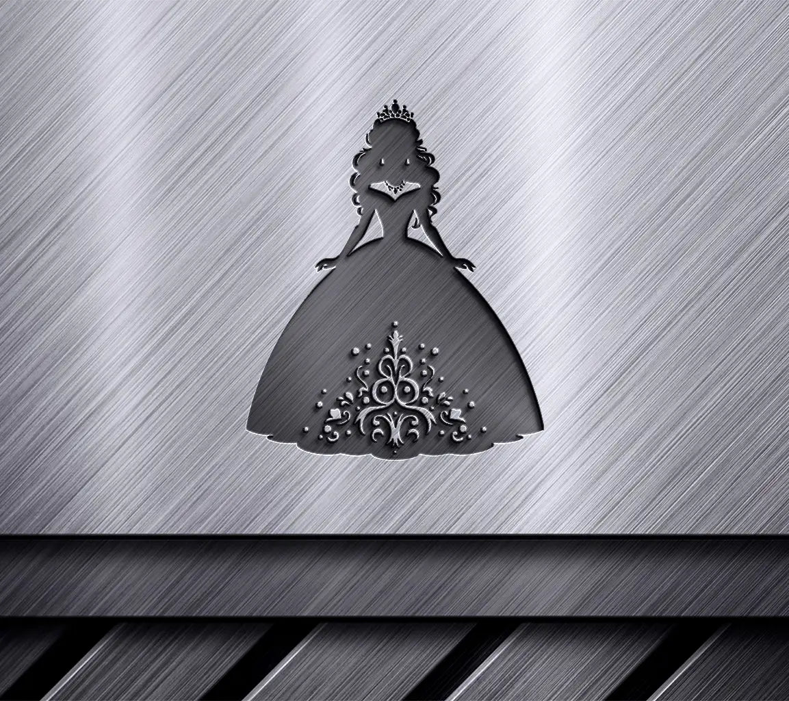Princess Silhouette SVG Elegant Woman in Black Dress with Crown SVG