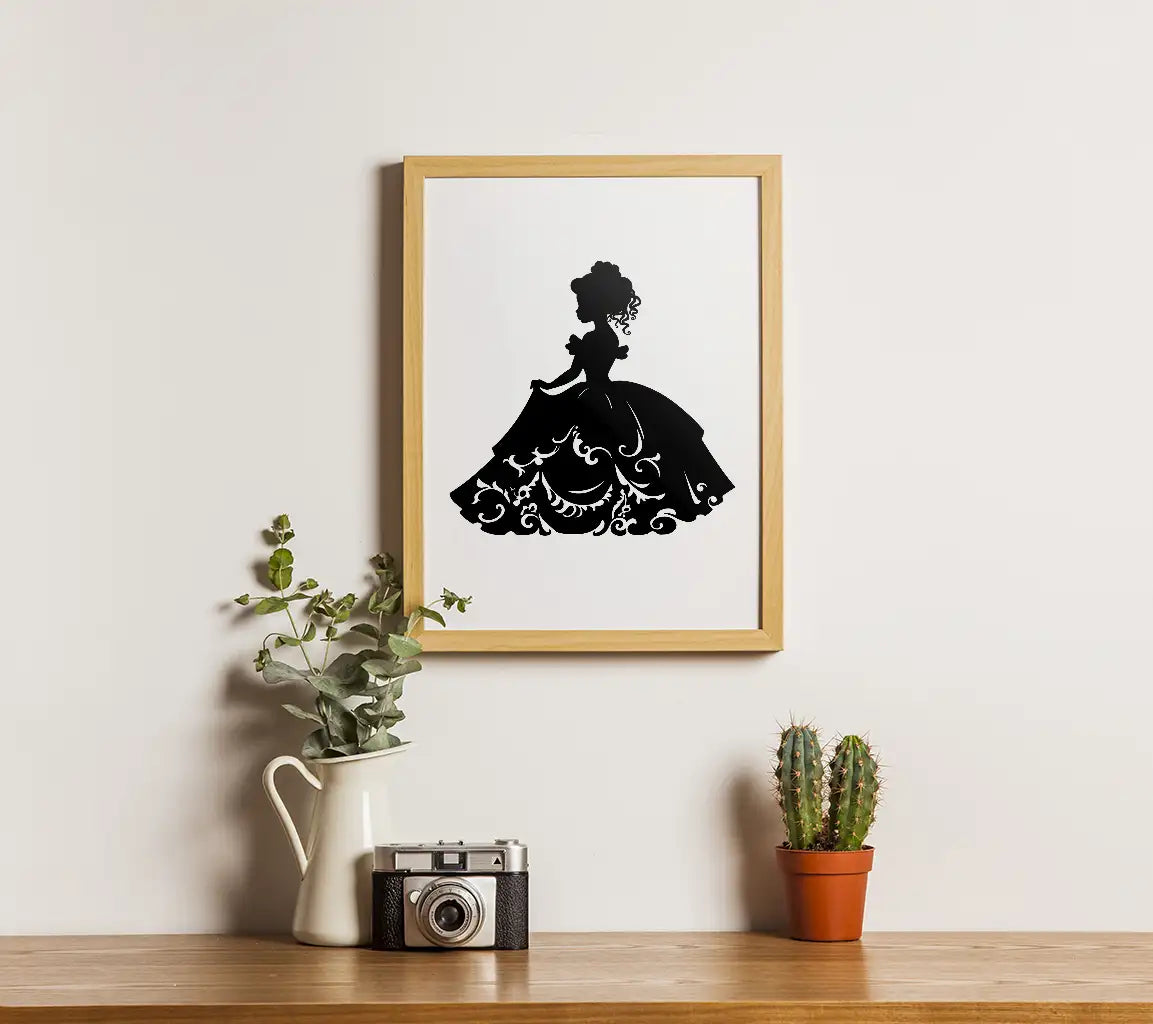  Woman in Long Dress SVG - Princess Silhouette Illustration SVG