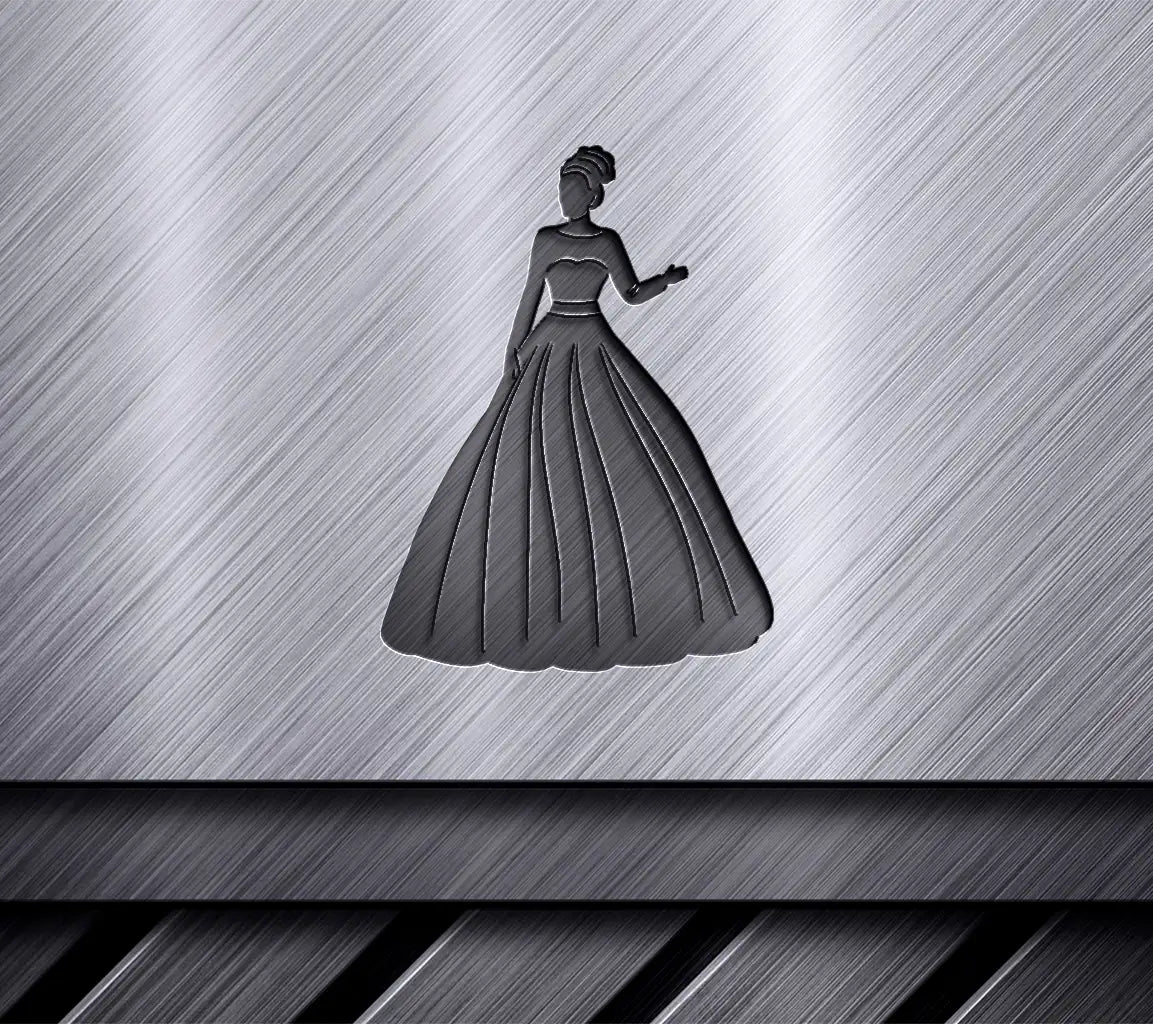 Elegant Black Dress Silhouette SVG - Princess Vector Clipart SVG