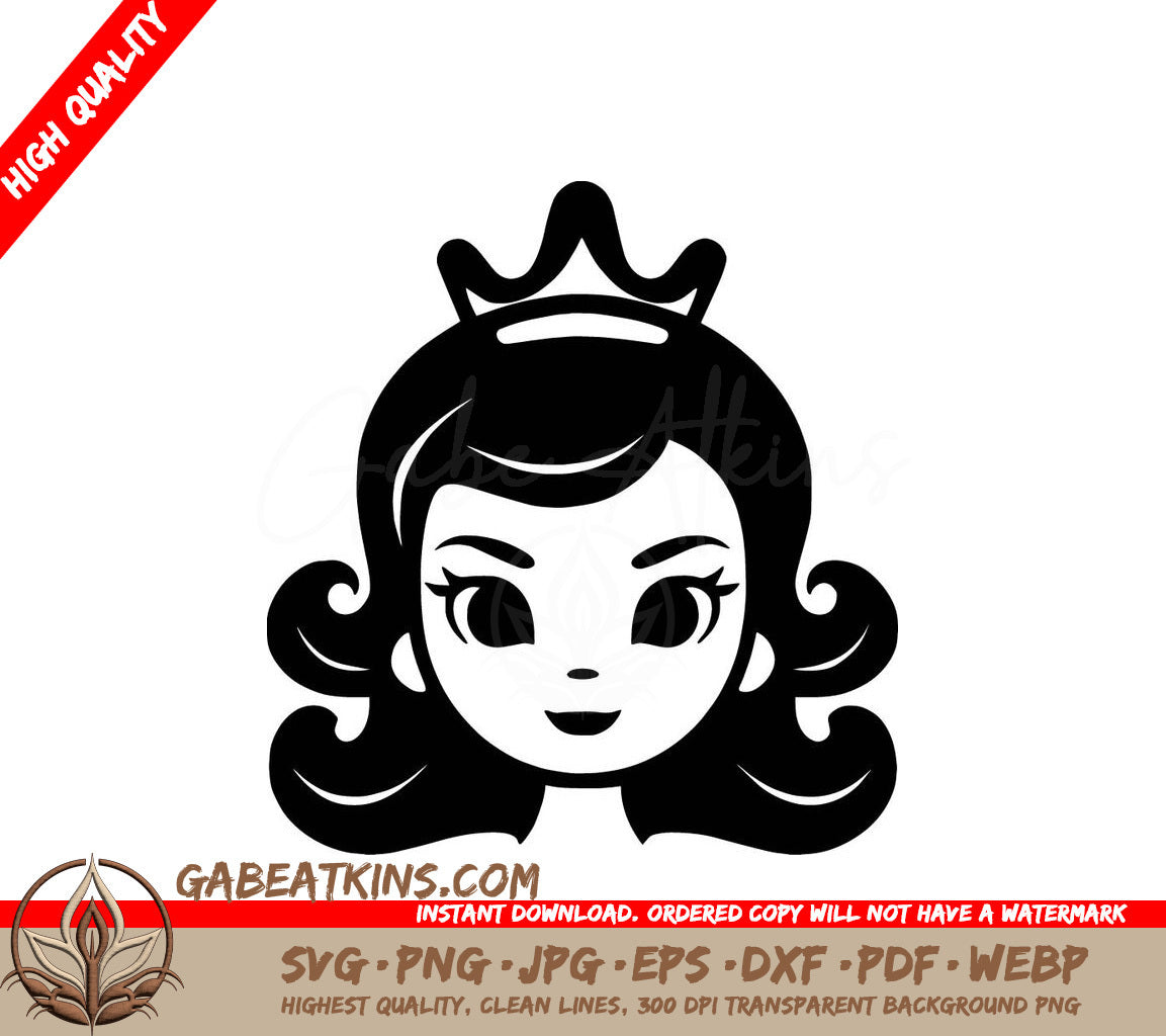  Princess Silhouette SVG - Minimalist Crown Design SVG