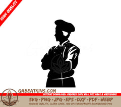 A Silhouette Of A Chef With His Arms Crossed SVG - Professional Cook SVG
