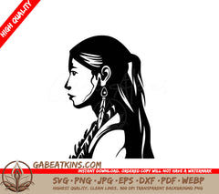  A Woman With Feathers In Her Hair SVG - Proud Heritage Woman SVG