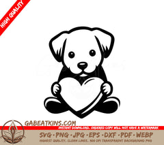  A Dog Holding A Heart SVG - Puppy Heart SVG
