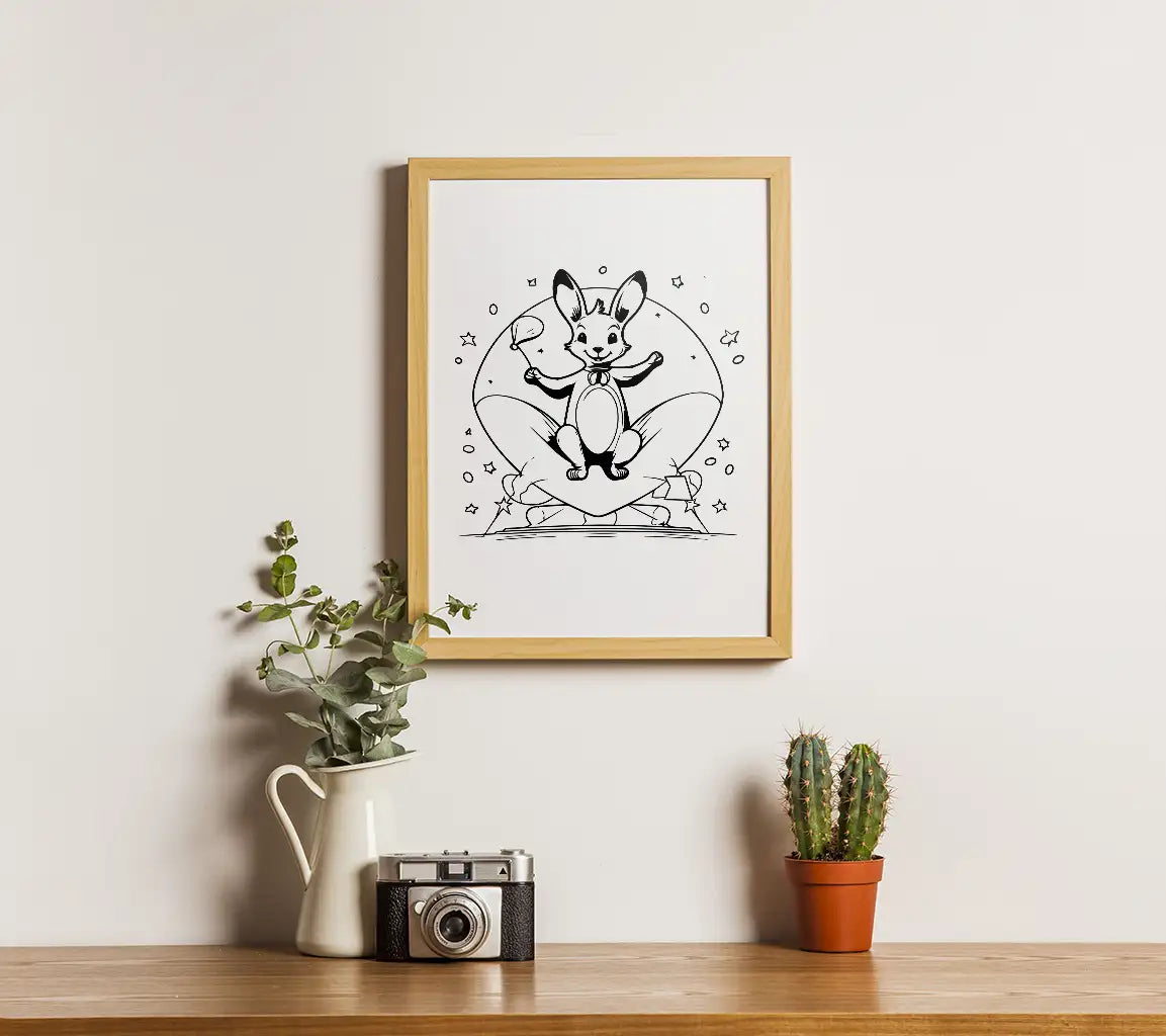  Rabbit with Wand SVG - Coloring Book Illustration SVG
