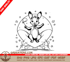  Rabbit with Wand SVG - Coloring Book Illustration SVG