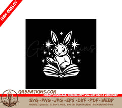  Rabbit Reading Book SVG - Vector Illustration SVG