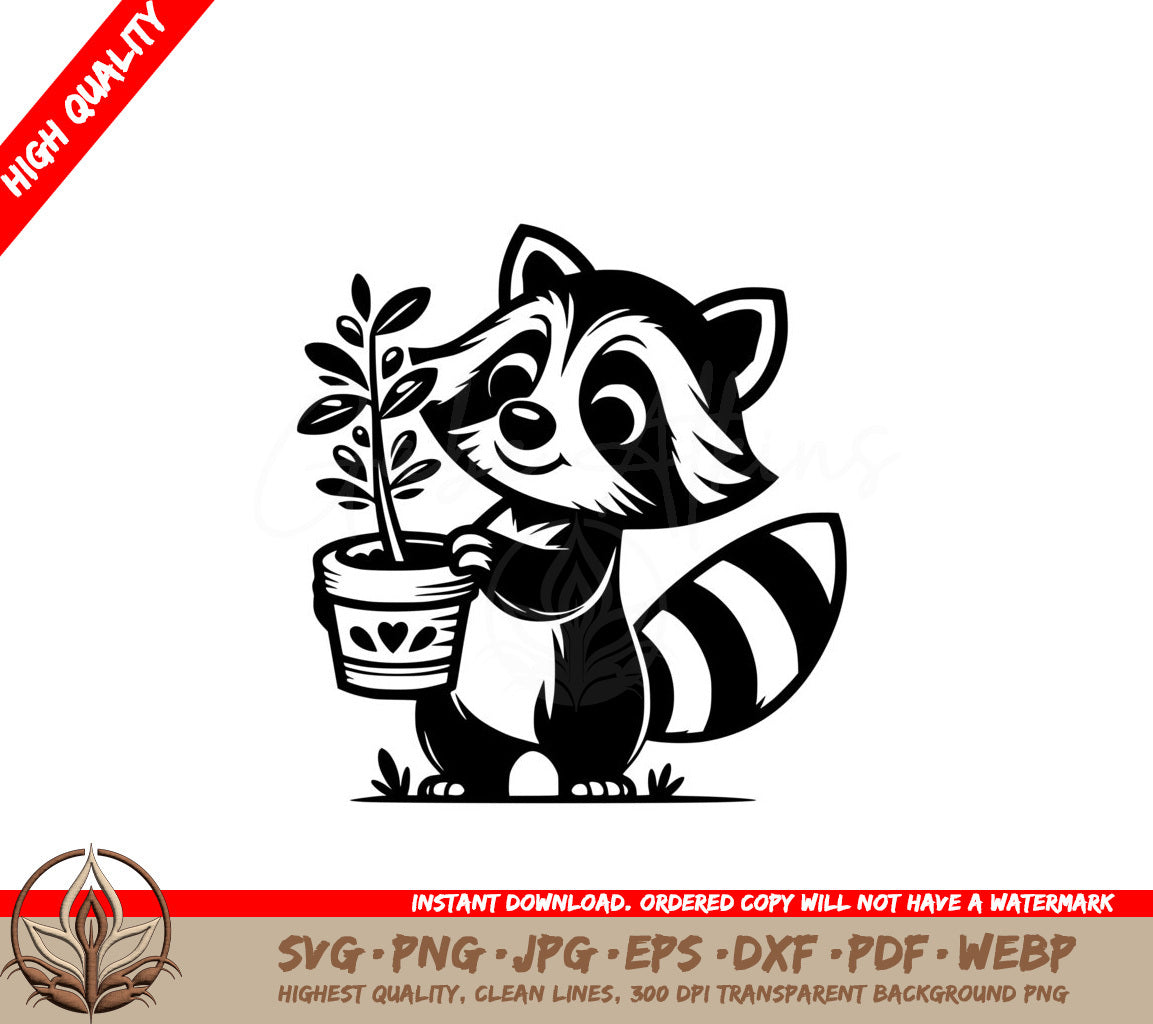 Raccoons Plant SVG Cut File Download 
