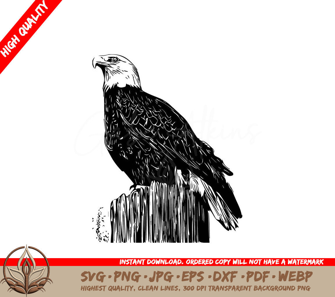 Realistic Bald Eagle on a Phone Pole SVG 