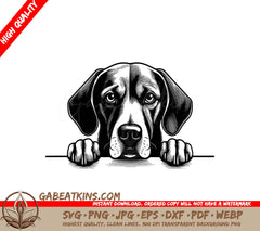 Redbone Coonhound Wall Peeking SVG -  Drawing SVG