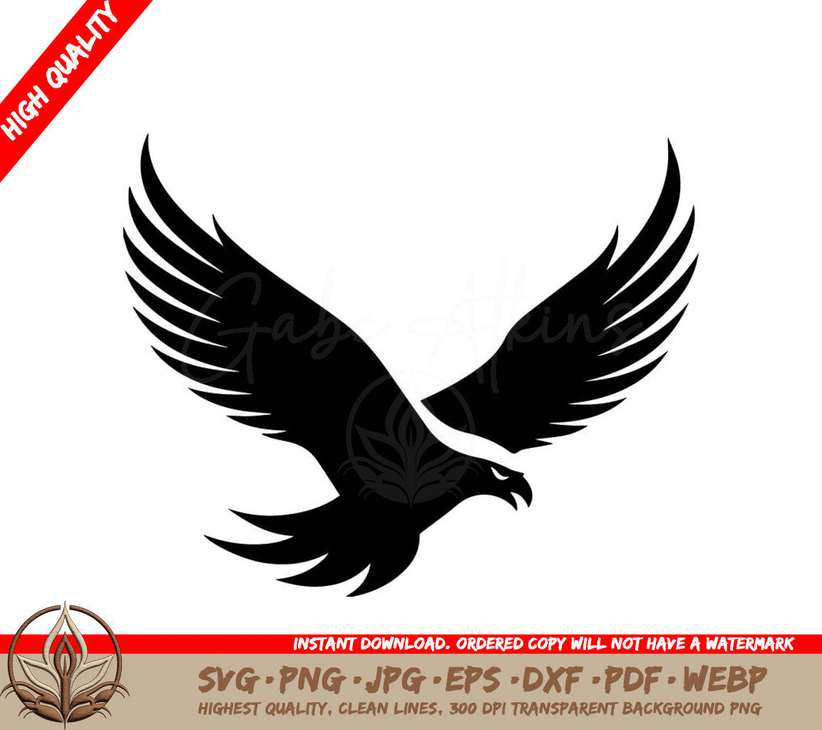 Regal Avian Majesty Black Vector Eagle Sovereign Hunter Symbol Icon SVG 