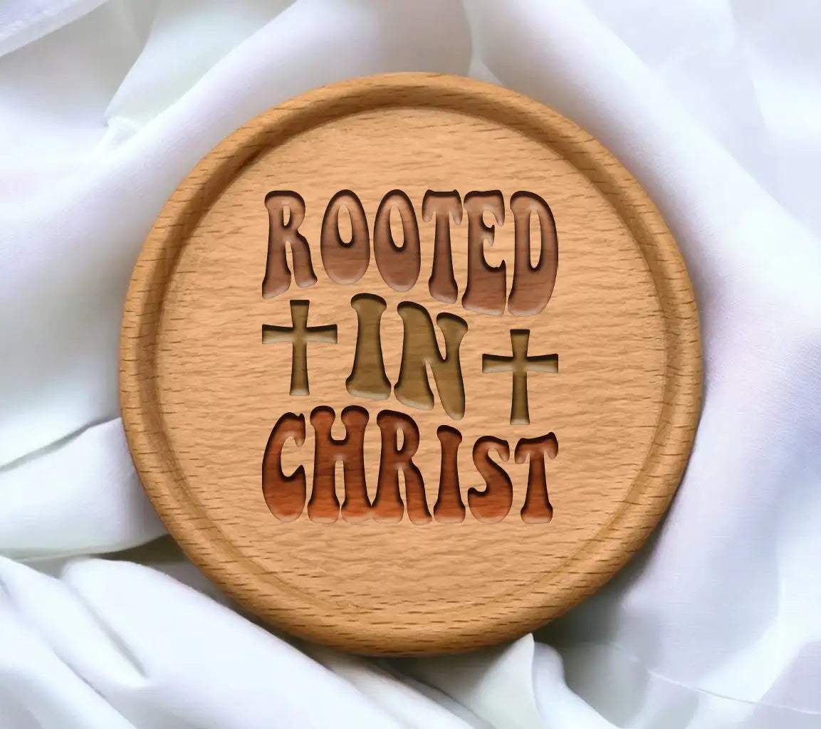Rooted In Christ SVG Design - Retro Christian Cross SVG
