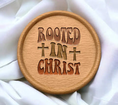 Rooted In Christ SVG Design - Retro Christian Cross SVG