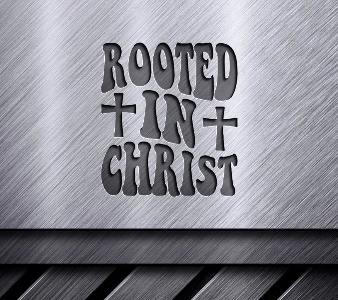 Rooted In Christ SVG Design - Retro Christian Cross SVG