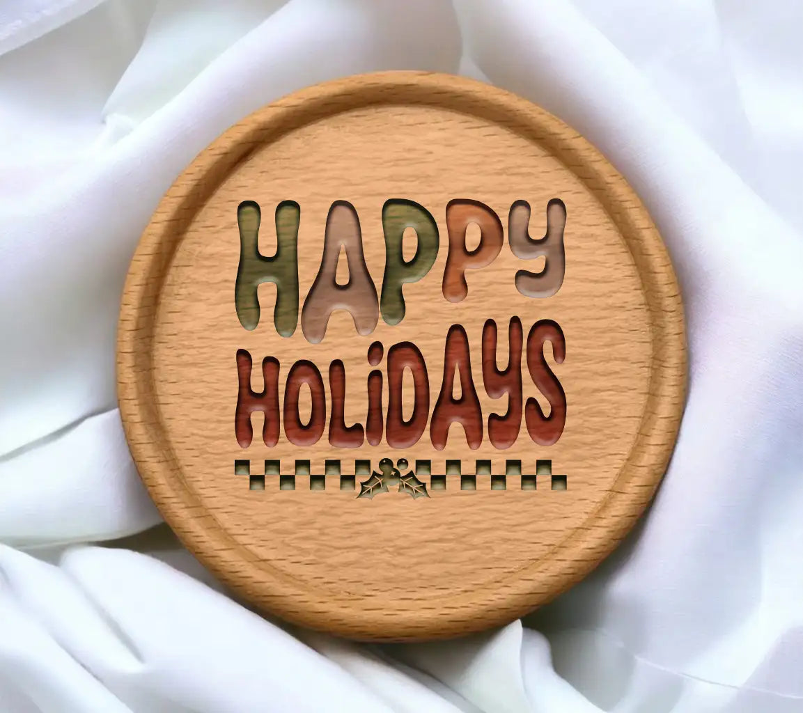 Retro Checkered Happy Holidays SVG SVG