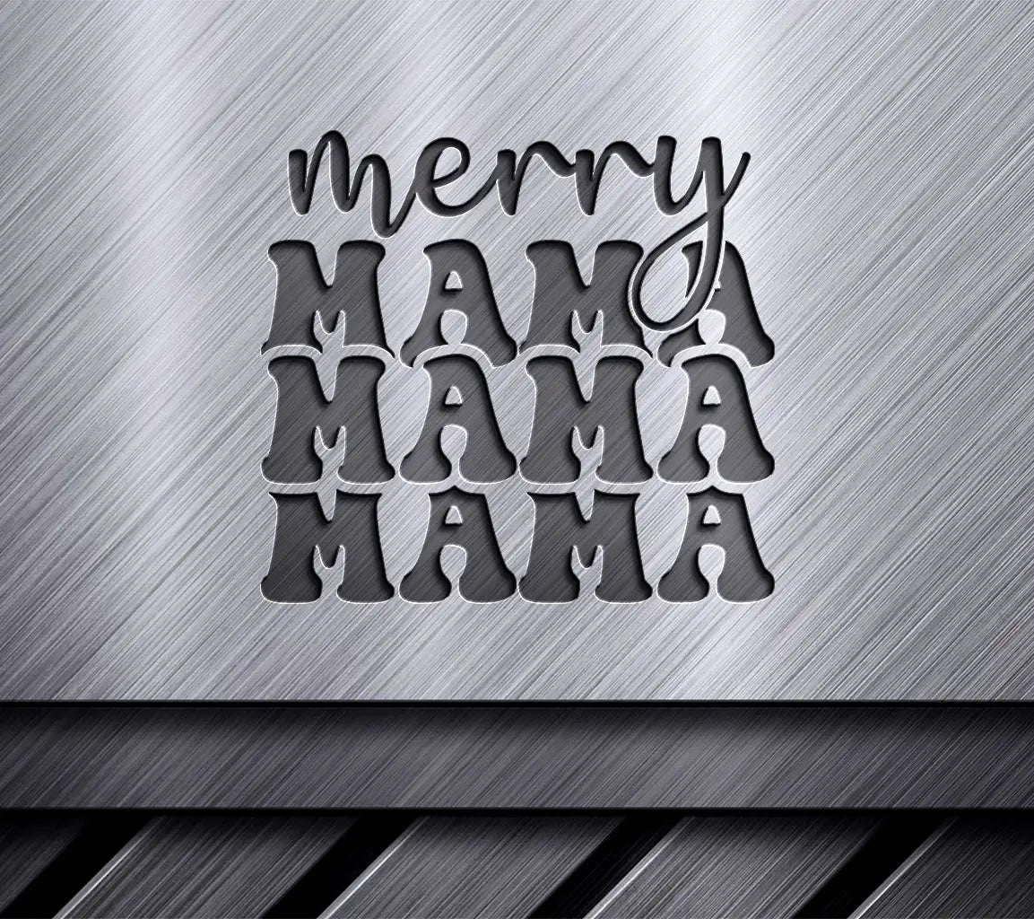 Retro Christmas Merry Mama SVG Cut File - Red & Green Letters SVG