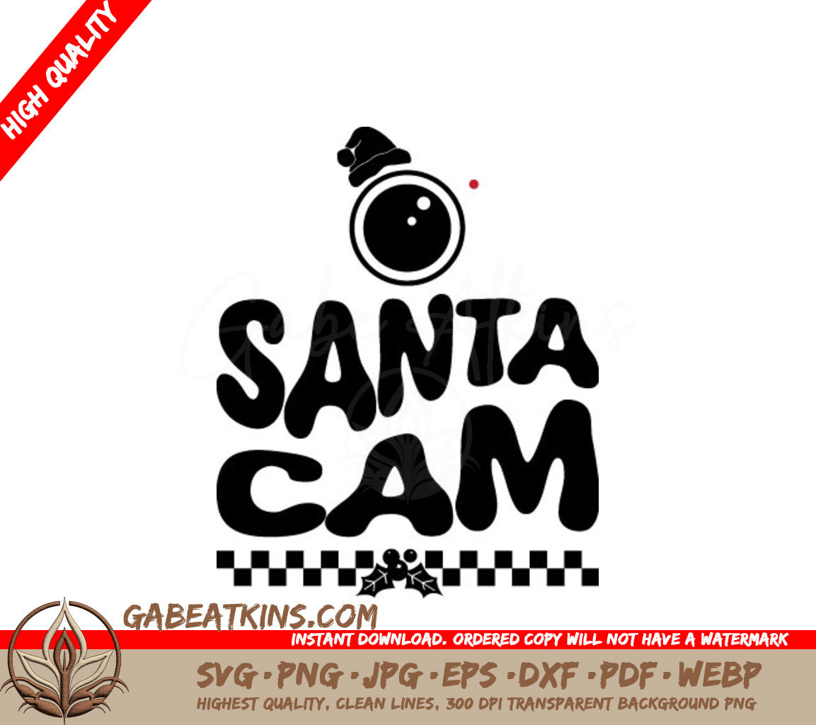 Retro Christmas Santa Cam Design SVG -  with Santa Hat SVG