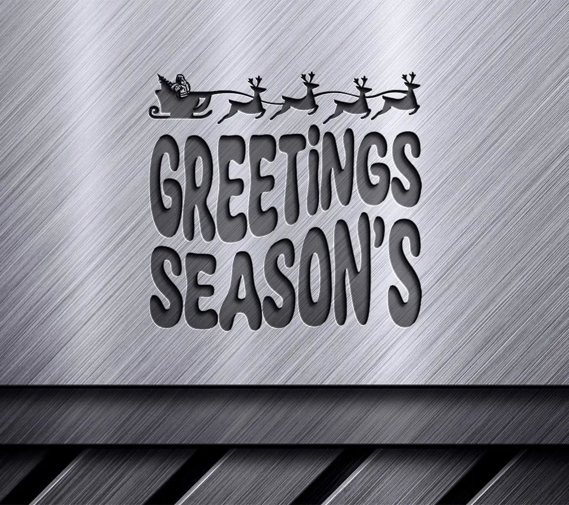Retro Christmas Greetings SVG with Santa in Sleigh SVG
