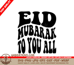 Eid Mubarak To You All Retro  SVG Design SVG