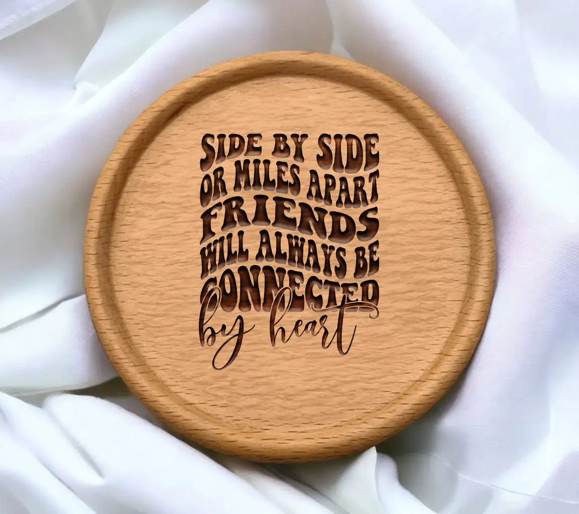 Retro Friendship SVG Side by Side or Miles Apart, Friends Connected by Heart SVG