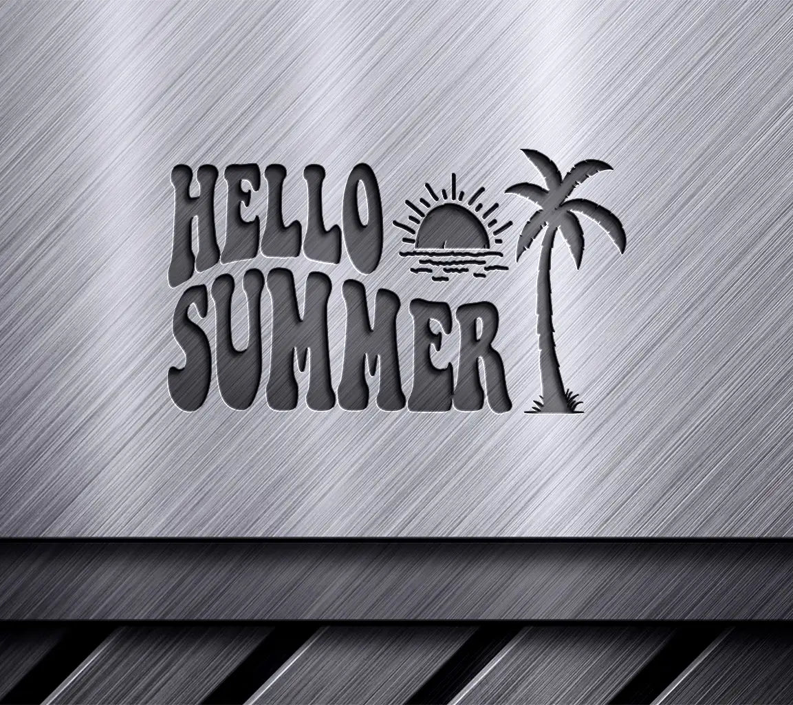  Hello Summer Palm Tree SVG - Retro Summer Design SVG