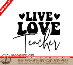 Retro Live Love Teacher  SVG Design SVG