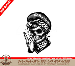 Rocker Mom Skull SVG PNG JPG AI PDF DXF EPS WebP - Digital Download 
