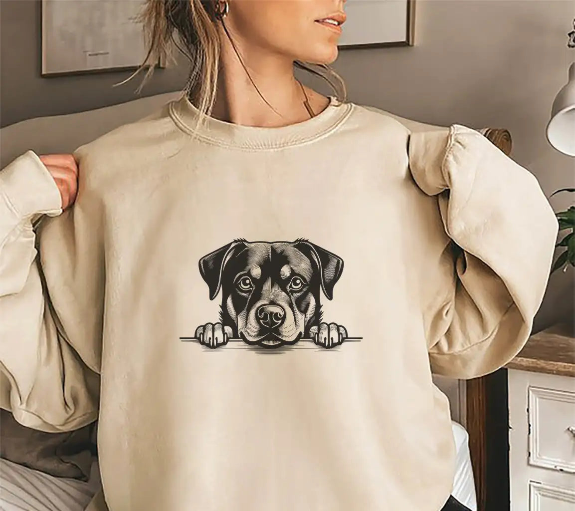 Rottweiler Peeking Over Wall SVG -  Dog Illustration SVG