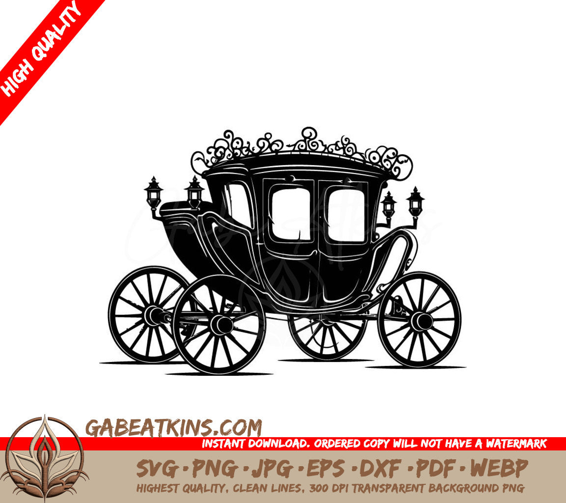  Royal Carriage SVG - Majestic Horse Drawn Coach Emblem SVG