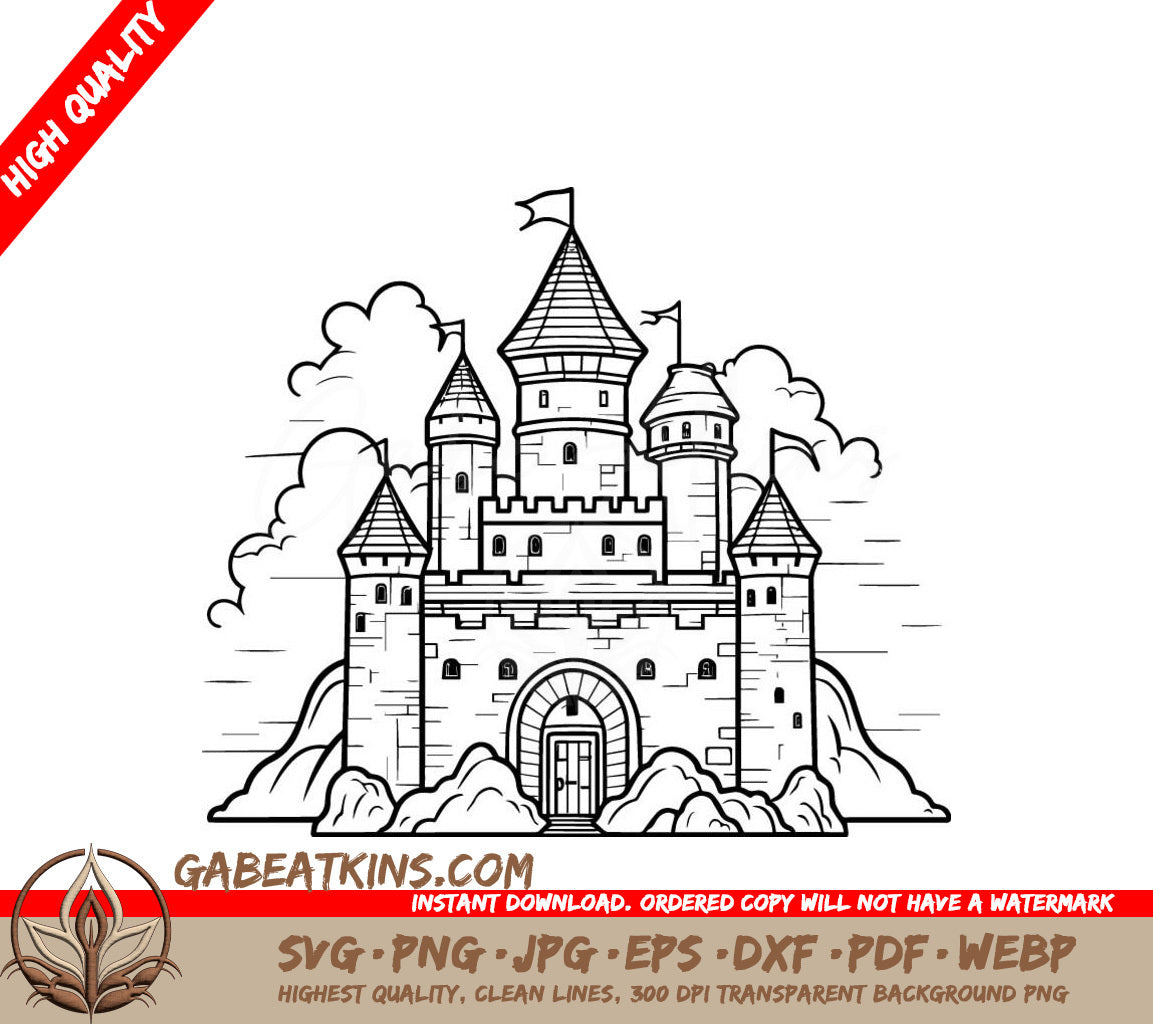  Castle Hilltop SVG - Medieval Fortress Vector Icon SVG